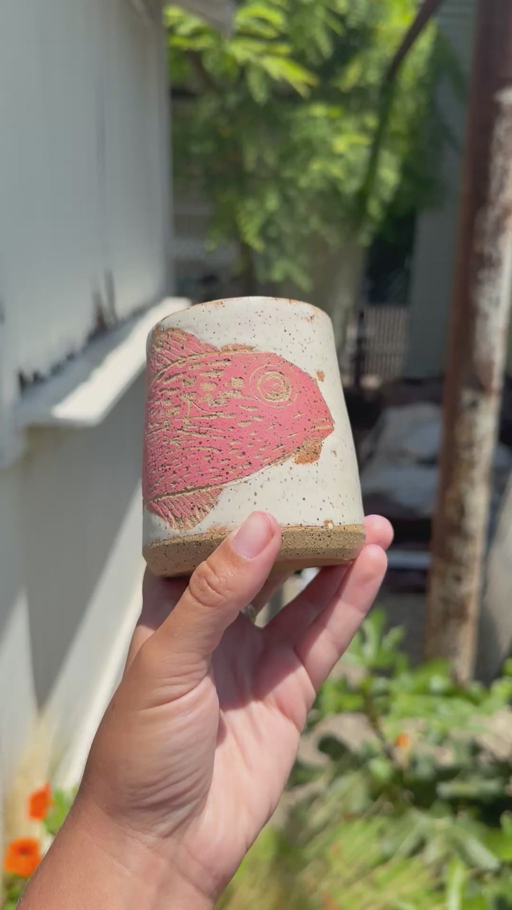 Pink fish cup